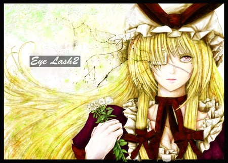 touhou - yelow, yelow hair, dress, long hair, red eyes