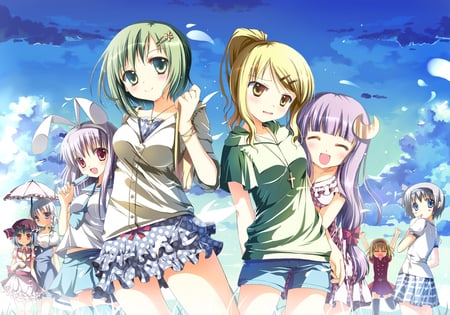 Touhou Squad - beauty, girl, warrior, squad, touhou, game, wall, classic, anime, new