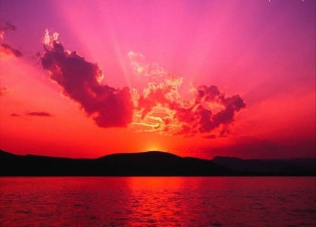 Red sky - nature, sky, red, beautiful