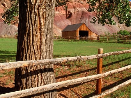 Cottage in the meadow - cottage, nature, mountain, barn