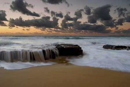 Cascades - clouds, nature, beach, falls, landscape, sky