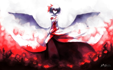 Remilia Scarlet - touhou, red, wings, black, remilia, scarlet