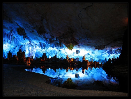 Blue Cave - cave, hd wallpaper, lights, cool, blue, blue hd, nice, picture, nature