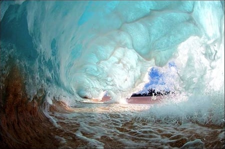 White Water Hawaii - white, surf, blue, waves, crashing, ocean, sand