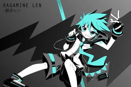 kagamine len - kagamine len, vocaloid, cute, blue