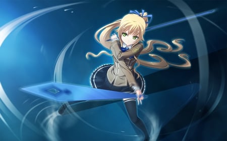 Yamiyo Ni Odore - anime, female warrior, original, swords, blonde, yamiyo ni odore, blades, anime warrior, school girl