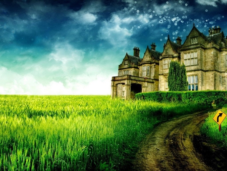 Castle (Photoshop) - sky, photoshop, castle, nature, green, grass