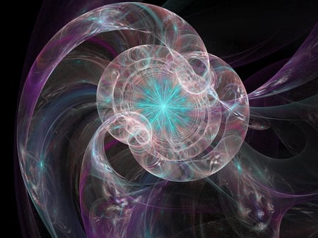 Ethereal Spirals - aqua, pretty, abstract, spirals, fractal