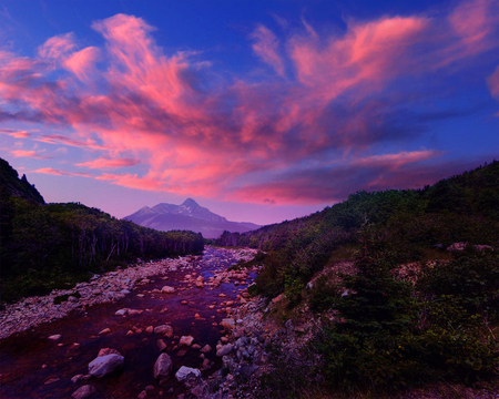 around_the_bend - clouds, stone, nature, lake, colors, mountain, sky