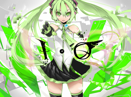 Hatsune Miku Green Theme - volcaloid, girl, 2011, wall, classic, miku, anim, new