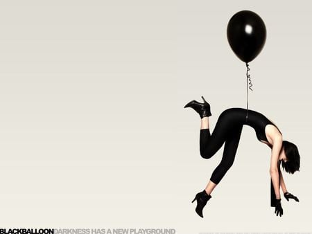 Black Balloon - black balloon, art, girl, human, photograph, balloon