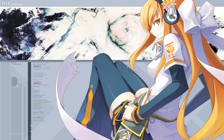 Agent 07 - young girl, music, long hair, anime, golden hair, agent 07