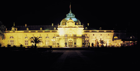 Night view of a unique castle