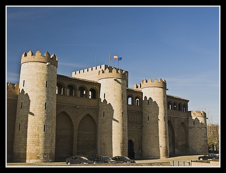 Aljaferia Palace, Front View - spain, islamic, arquitecture, christian, zaragoza, moorish, fortress, arabic, muslim, spanish islamic, mudejar, palace