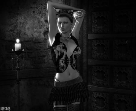 Annabelle Grace - strech, candle, black and white, woman