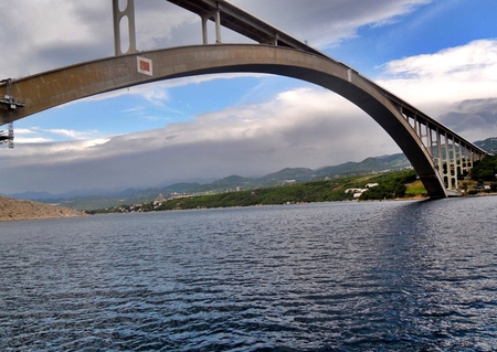 Bridge - highway, landscape, sea, croatia, adriatic, sky, bridge