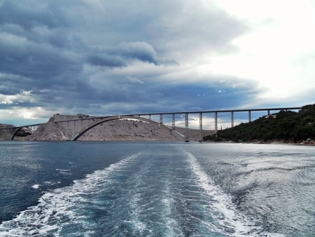 Bridge over the sea - sky, adriatic, landscape, croatia, beautiful, sea, bridge