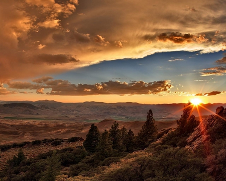 Lost River Mountains Idaho - sky, mountain, sun, clouds