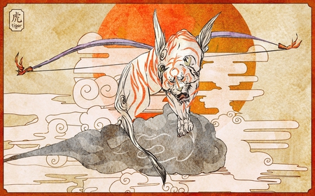 Okami - okami, tiger, game, capcom, nintendo