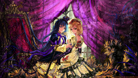 Witch Girls - umineko, touhou, beauty, wall, game, anime, girl, vn, wiches, new, classic