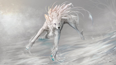 pearl_eyes - fantasy, white, wolf, pale, animals