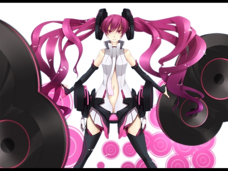 Sakura Miku Append - pretty, artistic, pink, uniform, headphones, nice, program, append, hot, thighhighs, bass, beauty, virtual, red eyes, cg, white, cute, song, outfit, sexy, vocaloid, anime, twintail, hatsune miku, microphone, music, stockings, red, sakura miku, long socks, pink hair, art, idol, anime girl, sakura, miku append, beautiful, singer, girl, cool, black, miku, awesome, diva, digital, vocaloids, headset, hatusne