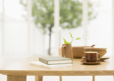 Desk - window, desk, peaceful, book, mug