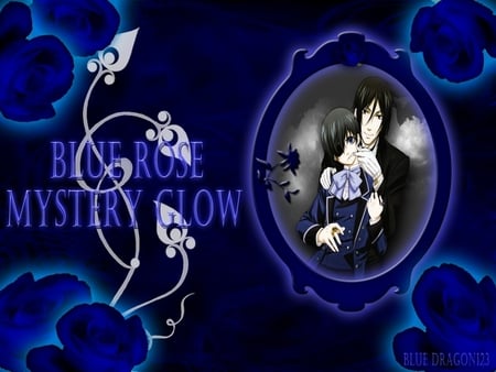 Blue Rose - ciel, anime, blue, kuroshitsuji, phantomhive, glow, sebastian, rose, mystery