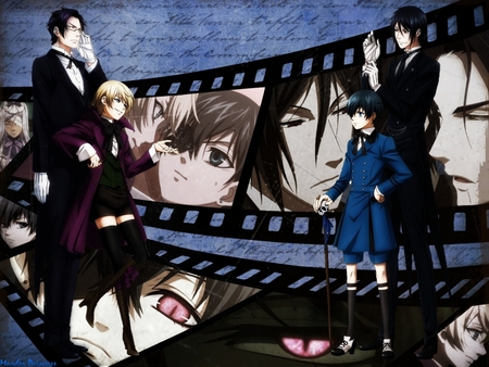 Life on a Reel - movie, claude, alois, reel, sebastian, kuroshitsuji, trancy, phantomhive, boys, anime, ciel, faustus