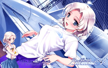 Mar'ya Hanami - short hair, anime, dress, girl, beauty, mar ya hanami, white hair, blue eyes