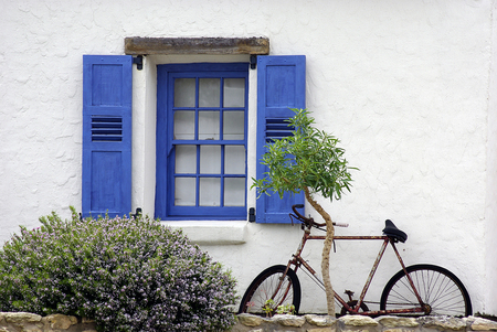 Break - bike, abstract, white, blue, photography, window, break