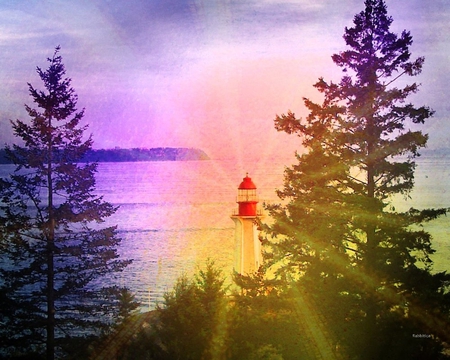 lighthouse - trees, scenery, lighthouse, others