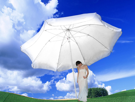 spring - white, female, umbrella, model, spring