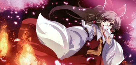 Hakurei Reimu - touhou, anime, sakura tree, original, cute, hakurei reimu, kimono girl