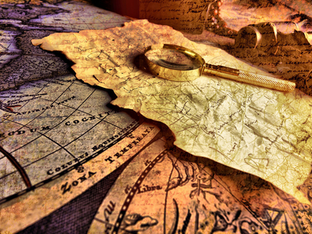 Treasure Map - treasure, relic, abtract, old, antique, map