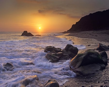 Leo Carillo State Beach California - rock, water, sand, sun