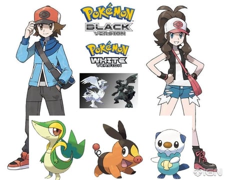 Journey To See All POKEMON! - oshawott, zekrom, pokemon, girl, reshirom, boy, black, white, snivy, custom, tepig