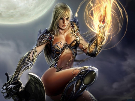 Witchblade - women, moon, fire, sword, games, hero, sexy