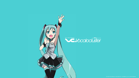 Hatsune Miku - aqua, hot, headset, oreimo, thighhighs, music, anime girl, stockings, white, art, cool, aqua eyes, artistic, hatsune miku, sexy, skirt, song, vocaloids, program, vocaloid, beautiful, uniform, diva, beauty, nice, twintail, singer, aqua hair, long socks, black, virtual, gokou ruri, pretty, idol, anime, miku, cute, girl, cg, hatsune, microphone, headphones, tie, awesome, digital, gray, outfit