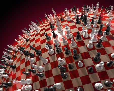 Chess - white, chess, play, game, red, globe, place