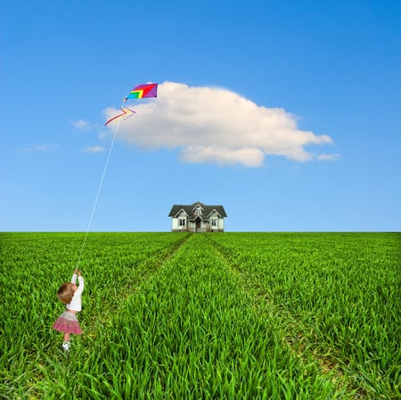 fly - house, gigl, kite, fly, green, grass