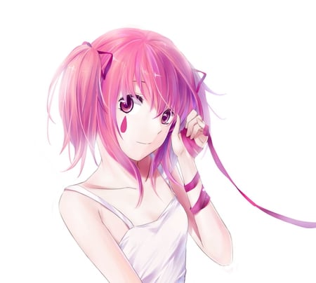 anime girl - cute, short hair, pink, pink eyes