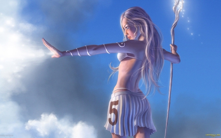 Work at Cloud Five - sexy, hot, female, girl, magic, fantasy, cg, hd, art, henning ludvigsen, digital painting, blonde, dress