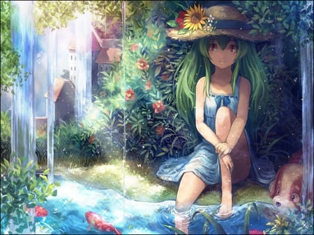 Green Hotti Beauty - anime, 2011, girl, beauty, new, wall