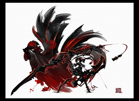 Shirogane Usagi - black, white, blades, link, usagi, red, shirogane