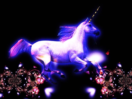 Purple Unicorn - horses, purple, unicorn, animals