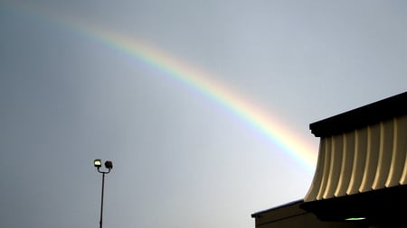 Brite Rainbow over Wendy's - rainbow, bright bow, pretty, wendys