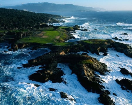 Golf Course California - sport, ocean, golf, side