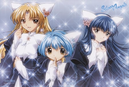 Silver Angels - chitose, ranpha, galaxy angel, snow angels, mint, anime