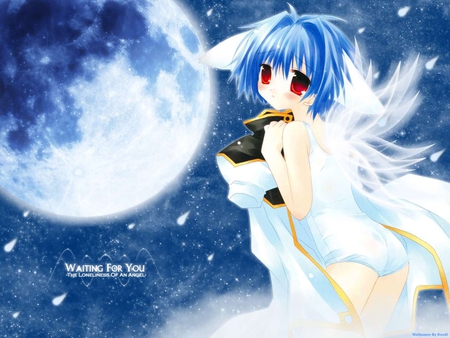 Galaxy Angel Mint Moon - moon, galaxy angel, mint, anime, wings, plumes